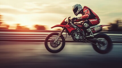 Motorbike Rider on a Race Track