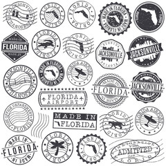 Jacksonville, Florida Stamp. Vector Art Postal. Passport Travel Design. Travel and Business Set.	
