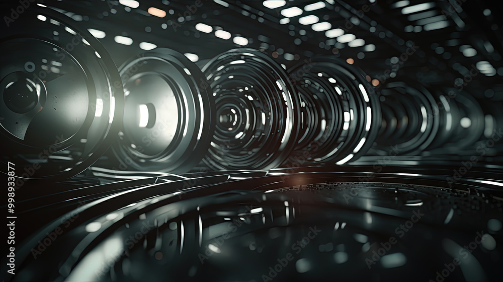 Aufkleber Technology abstract background with hud styled round interface elements in neon tech light.