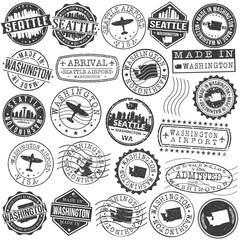Obraz premium Seattle, Washington Stamp. Vector Art Postal. Passport Travel Design. Travel and Business Set. 