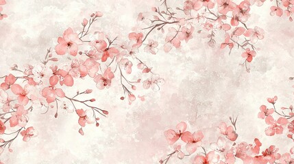   A painting depicting a pink-branched tree against a soft pink backdrop, featuring a white focal point centered within the composition