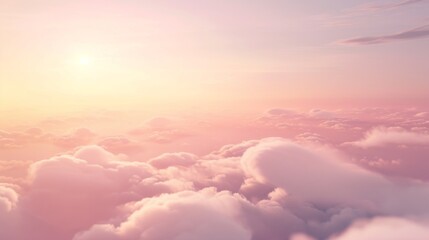 Dreamy Sunset Sky: Pink Clouds and Golden Light