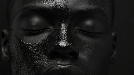 Close-up Portrait of a Black Man's Face with Eyes Closed