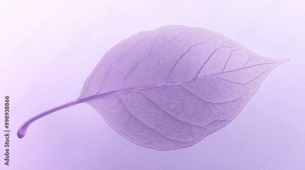 Poster a translucent purple leaf, with light softly passing through its surface, set against a minimalist b