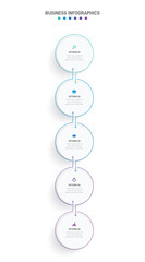 Vertical progress bar featuring 5 arrow-shaped elements, symbolizing the five stages of business strategy and progression. Clean timeline infographic design template. Vector for mobile presentation.
