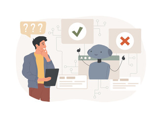 Data-Driven Decision Support by AI abstract concept vector illustration.