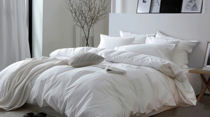 A modern bedding set with clean lines and minimalist design, perfect for contemporary bedrooms.