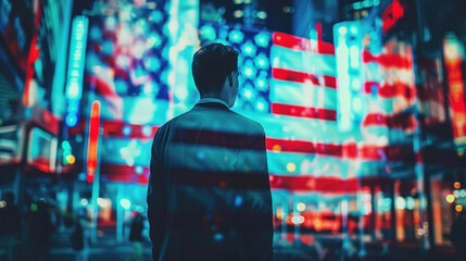 A political candidate using geo-targeted advertising to focus campaign efforts on key swing states and local communities.