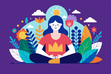 Peaceful meditation and mindfulness concept for world mental health day design