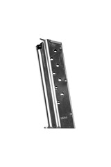 Metal pistol magazine for 9 mm cartridges. Clip for ammunition. Isolate on a white back.