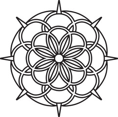 Mandala Vector Design For Coloring Page.