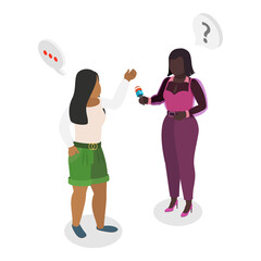 3D Isometric Flat  Illustration of Mass Media. Item 2