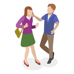 Fototapeta premium 3D Isometric Flat Illustration of Sexual Harassment. Item 3