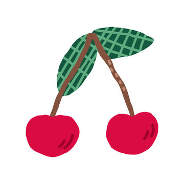 red cherries with green leaves clip art preview
