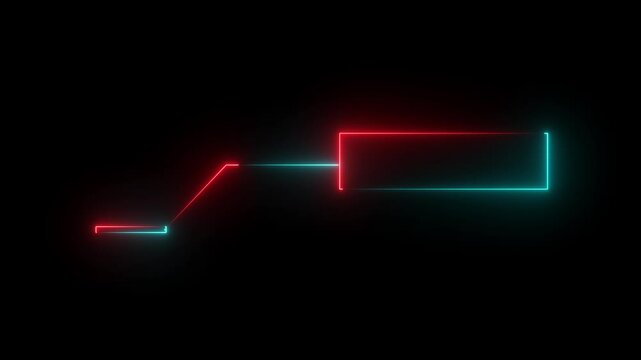 glowing neon line box. transform small to big box neon glow