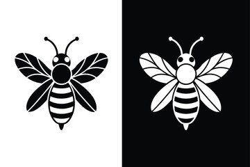 Bee silhouette illustration Icon on White Vector Backgrounds.