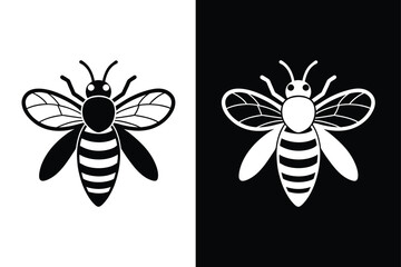 Bee silhouette illustration Icon on White Vector Backgrounds.