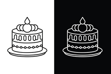 Cake birthday icon vector design silhouette logo icon on white background.