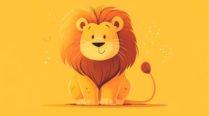 Fototapeta premium Illustration of a lion sitting down looking adorable. Flat Design. Illustration