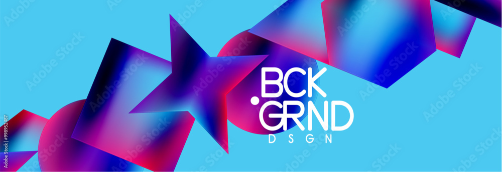 Poster neon color geometric shapes square triangle circle abstract background. vector illustration for wall
