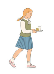 elementary school  girl with lunchbox 