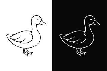 Simple duck icon design template vector ,Duck Icon on Black and White Vector Background.