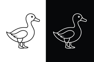 Simple duck icon design template vector ,Duck Icon on Black and White Vector Background.