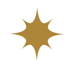Christmas star flat design gold icon symbol. PNG illustration.