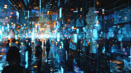 Fototapeta premium A visual of an AI-driven platform analyzing consumer data to deliver personalized ads across digital channels.
