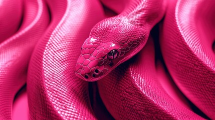 Fototapeta premium Vibrant Pink Isometric Snake Illustration
