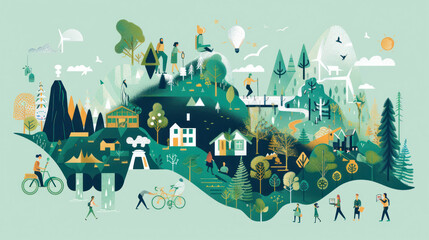 A visual of an environmental advocate's personal branding strategy, showcasing social media campaigns, advocacy, and partnerships.