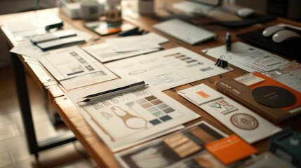 A visual of a brand design process, from initial sketches to final logo creation, focusing on simplicity and impact.