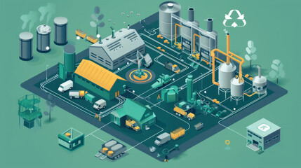 Obraz premium A visual of a circular economy waste management system, showing how resources are reclaimed, recycled, and reused.