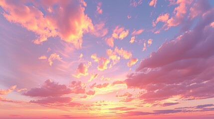 Stunning Sunset Sky with Pink and Golden Clouds