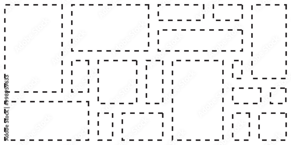 Wall mural dashed or dotted border line in rectangle shape collection isolated templates. vector icons in flat 
