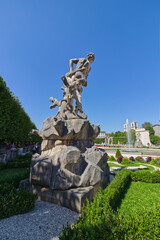 Fototapeta premium Another impressive status (of the six) around the baroque gardens, Salzburg, Austria