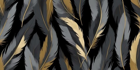 Fototapeta premium digital painting A seamless pattern of large abstract leaves