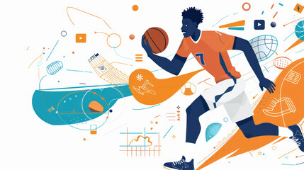 A visual of a sports professional's personal branding strategy, integrating social media presence, endorsements, and career highlights.