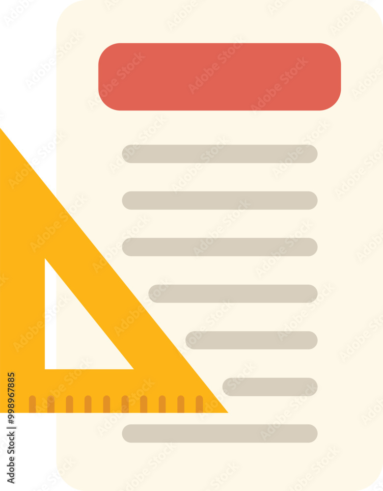 Poster this vector illustration shows a yellow set square partially covering a document with text