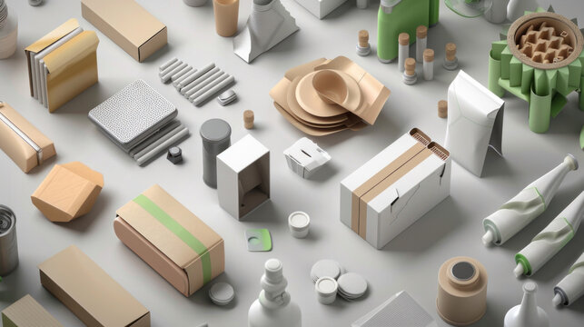 A visual of innovative circular economy packaging designs, highlighting materials that minimize environmental impact.
