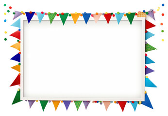 Obraz premium PNG Party bunting frame backgrounds paper white background.