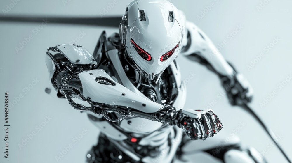 Poster futuristic robot in action