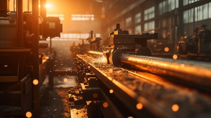 Fototapeta premium Metalworking Machine in a Factory Setting