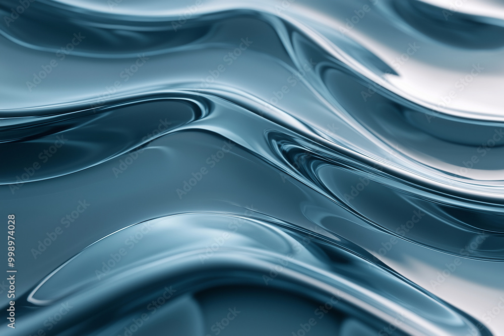 Poster blue fabric with a wave pattern. the wave pattern is very detailed and the fabric appears to be made