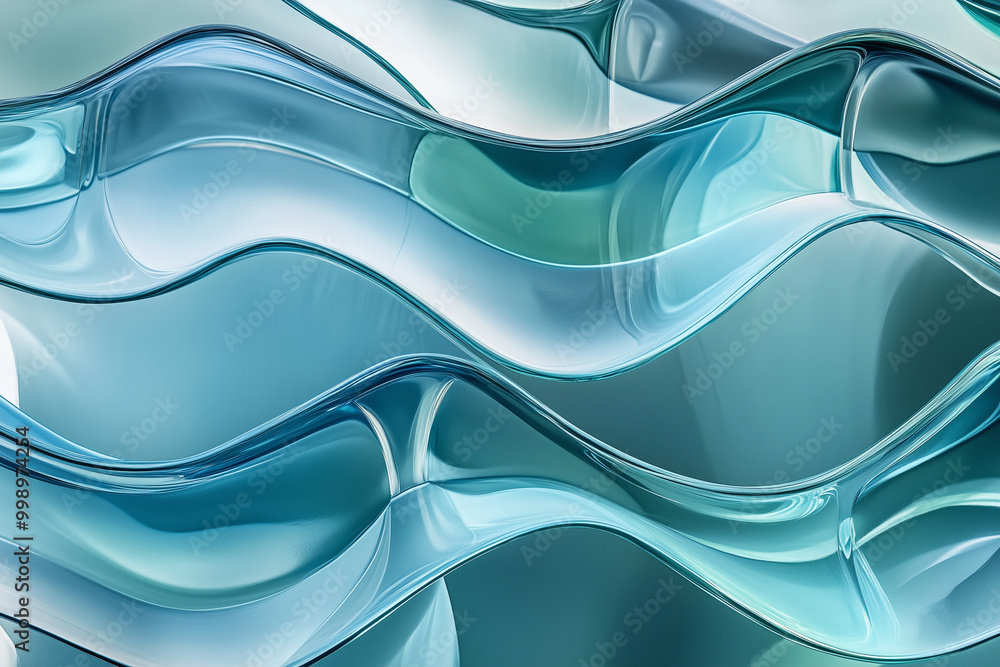 Poster blue fabric with a wave pattern. the wave pattern is very detailed and the fabric appears to be made