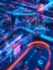 Illustration of IT roadmap modern technology and innovative processes networking and big data hyper realistic