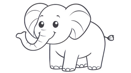 Fototapeta premium Cute cartoon elephant smiling and raising trunk