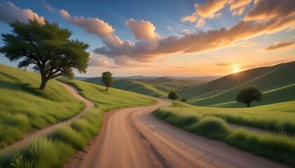 Landscape with road and mountains