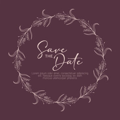 Ornamental wreath save the date wedding invitation