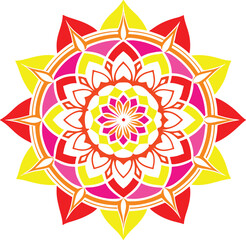 Vector hand drawn doodle mandala. Ethnic mandala with colorful tribal ornament. Isolated. Bright colors.